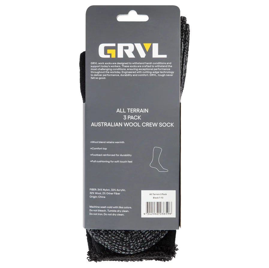 GRVL All Terrain Australian Wool 3 Pack Socks - Image 3