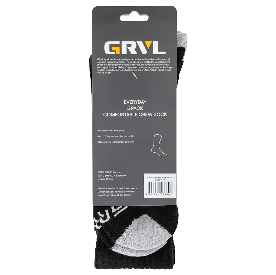 GRVL Crew Cotton 5 Pack Socks - Image 3