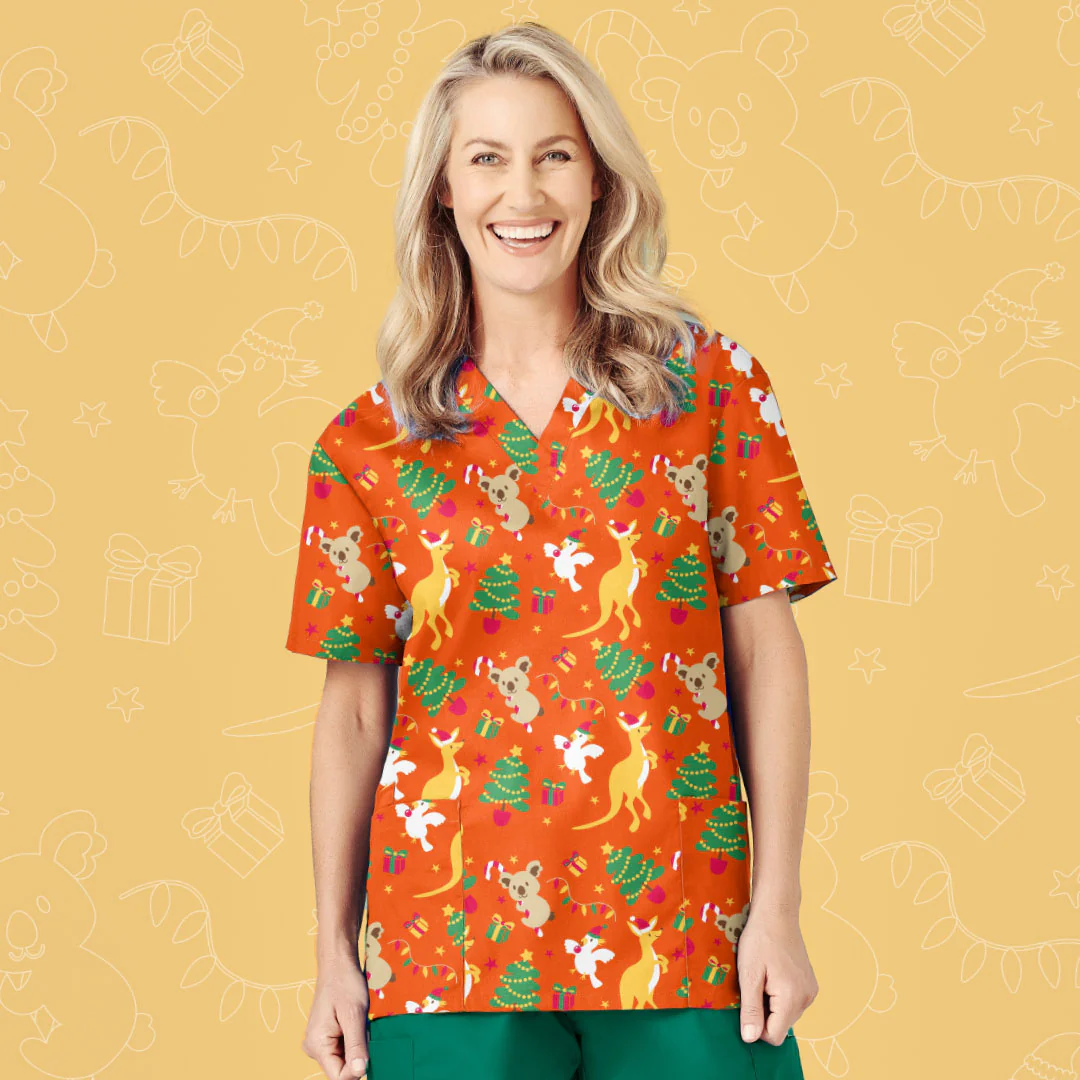 Ladies Christmas Scrub Top - Image 2
