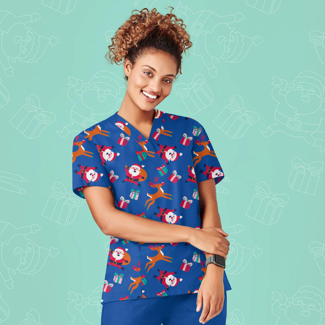 Ladies Christmas Scrub Top - Image 3