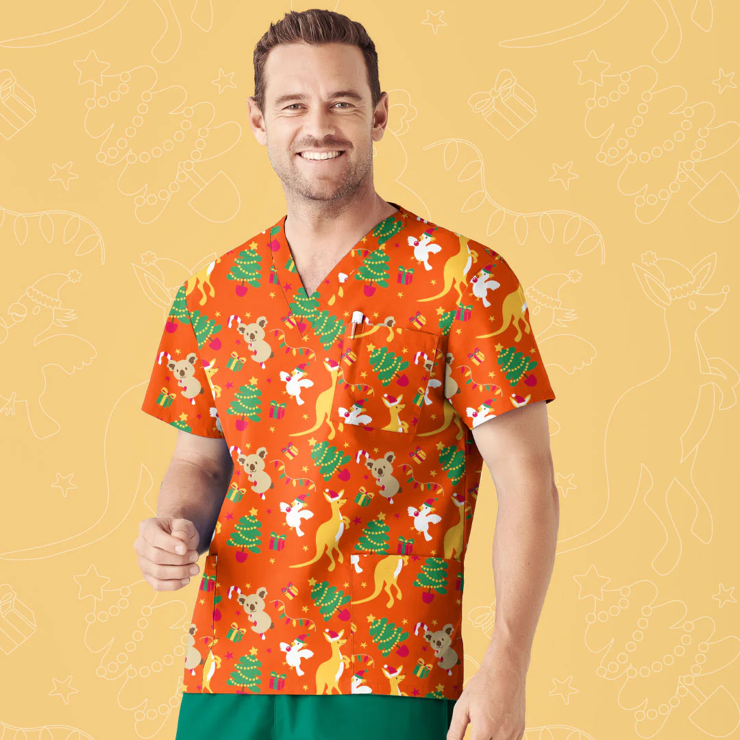Mens Christmas Scrub Top - Image 3