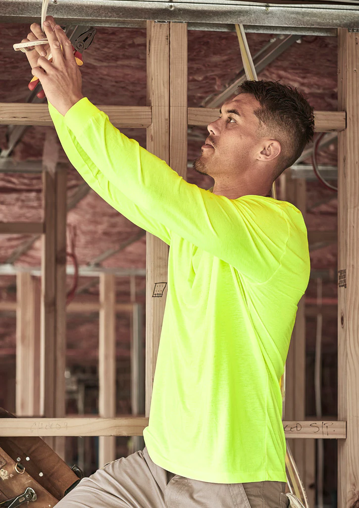 Mens Hi Vis Long Sleeve Tee - Image 6