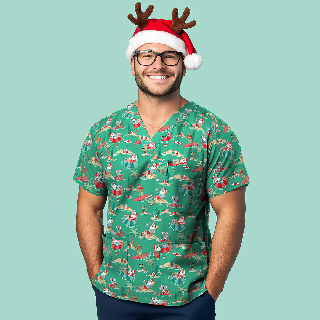 Unisex Aussie Christmas Poly Scrub Top - Image 2