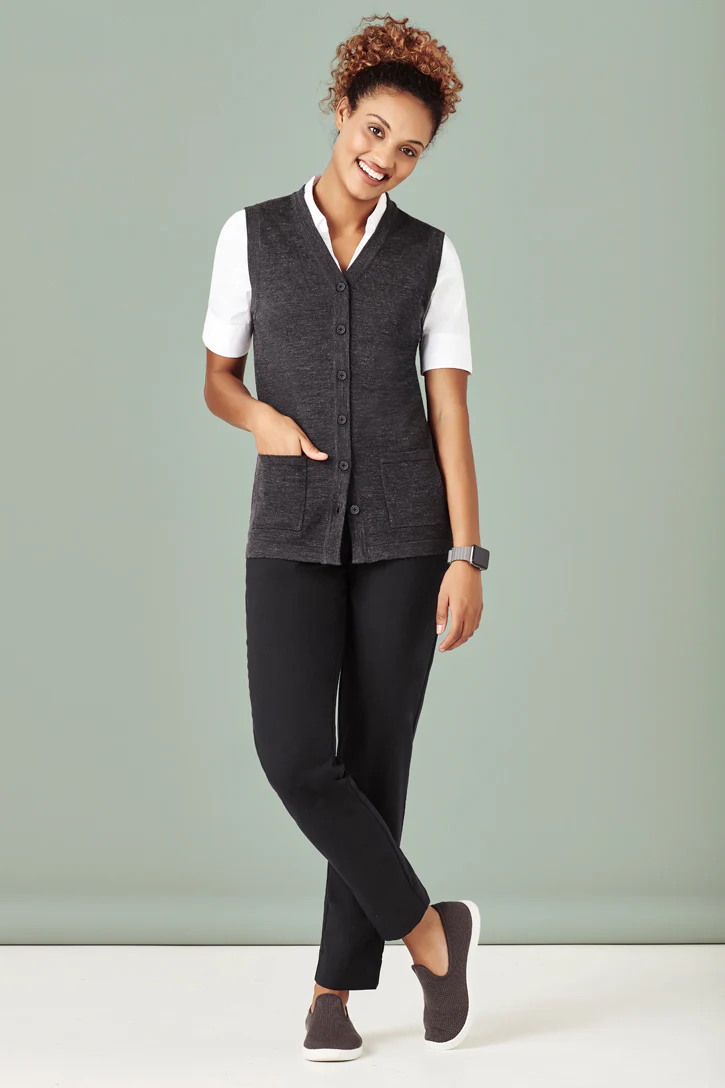 Womens Button Front Knit Vest - Image 2