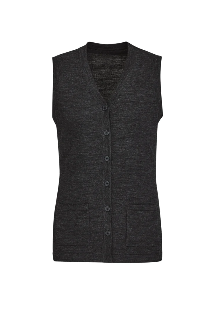 Womens Button Front Knit Vest - Image 3