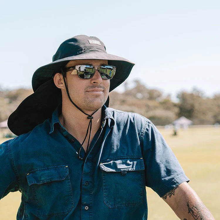 Worksite To Weekend Black Flap L/XL Bucket Hat - Image 3